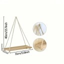 Wandregal 35 x 14 x 2 cm Holzregal mit Baumwollseil Dekoratives Regal für Wohnzimmer Schlafzimmer 2