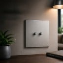 Wandschakelaar dubbel trappen 2Gang 2Way, schakelaar, 86 × 90 mm, van geborsteld roestvrij staal, grijs, voor elektro-installaties EU 4