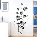 Wandsticker 40 x 65 cm PVC Schwarzes Blumenmotiv Wasserfeste Wanddekoration Moderne Innenraumaufkleber 2
