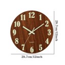 Wanduhr aus Holz, 29,7 cm, leuchtende Zahlen, leiser Betrieb, moderner Stil, Quarz, Wohnzimmerdekoration, ohne Glas, große lesbare Zahlen 2