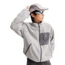 Warm Fleece Jacket with Zip Stand-up Collar, Chest Pocket and Side Zip Pockets, Structured Pattern, Loose Fit, Unisex 9