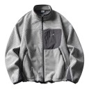 Warm Fleece Jacket with Zip Stand-up Collar, Chest Pocket and Side Zip Pockets, Structured Pattern, Loose Fit, Unisex 8