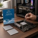 Wärmeleitpad zur Kühlung von Chips 100 x 100 x 1 mm mit einer Wärmeleitfähigkeit von 21 W/m.K grau elektrisch nicht leitend zuschneidbar für GPU CPU 2