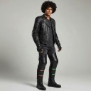 Wärmeschutz für Knie auf dem Motorrad 1 Paar PU-Leder mit Kunstwolle Knie- und Schienbeinschoner Klettverschluss und Schnallen Schwarz Für den Winter 4