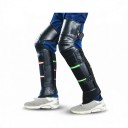 Wärmeschutz für Knie auf dem Motorrad 1 Paar PU-Leder mit Kunstwolle Knie- und Schienbeinschoner Klettverschluss und Schnallen Schwarz Für den Winter 9