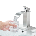 Waschtisch-Wasserfallarmatur 18,3 x 11 cm Matt Oberfläche Elegante Armatur mit Aufsatzmontage Einloch-Badezimmerarmatur 3