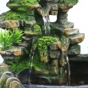 Wasserbrunnen mit LED-Lichtern und Nebel, EU-Stecker, Lichtdekoration, Bonsai, Feng Shui, Zimmerbrunnen mit Steingarten und Baum, 28 x 20 x 15 cm 3