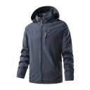 Wasserdichte Softshelljacke für Herren mit Kapuze Winddichte Wanderjacke mit Taschen Outdoorjacke für Frühling und Herbst mit Reißverschluss 3