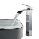 Wasserfall-Waschtischarmatur aus Edelstahl 30 x 16,5 cm Niedriger Wasserhahn für warmes und kaltes Wasser Elegante Badezimmerarmatur mit Einhebelbedienung 3