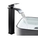 Wasserfall-Waschtischarmatur aus Edelstahl 30 x 16,5 cm Niedriger Wasserhahn für warmes und kaltes Wasser Elegante Badezimmerarmatur mit Einhebelbedienung 5