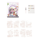 Watercolour Painting Set with Café and Cityscape Motifs 18.6 × 14.2 cm Water Brush 12 Colours Pre-Printed Papers for Travel 1