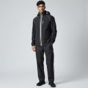 Waterdichte motoroutfit Jas met capuchon en broek Unisex Materiaal PU en TPU Zwart met witte strepen Motorregenjas 4