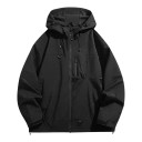 Waterproof and Windproof Zip-Up Hoodie with Three Zip Pockets and Adjustable Cuffs and Hem Unisex 12
