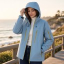 Waterproof Jacket with Hood and High Zip Collar with Zip Pockets on Chest and Sleeve and Adjustable Hem Unisex 5