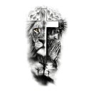 Waterproof Temporary Tattoo 21 x 11.4 cm Lion, Cross and Jesus Religious Motif Easy Application Durable Tattoo Symbol of Faith and Strength 1