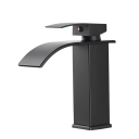 Waterval wastafelmengkraan van roestvrij staal Totale hoogte 24 cm Lengte van de uitloop 16,5 cm Lage kraan voor warm en koud water Moderne kraan voor badkamer en toilet 1