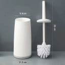 WC kefe állvánnyal hosszú nyéllel 26 cm tartó 11,3 × 37 × 9,5 cm műanyag toalett tisztító készlet fürdőszobába 5