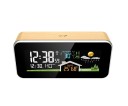 Weather Station with LED Display and Wooden Decor 16.4 x 7.5 cm Thermometer Hygrometer Alarm Clock Weather Forecast DCF Time Brightness 4 Levels 3