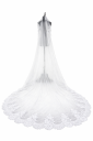 Wedding Veil 1 Metre Width 160 cm Single Layer Tulle with Lace Trim and Metal Comb White 1