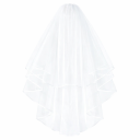 Wedding Veil 78 cm Double Layered Tulle With Comb Edged with Ribbon White Ivory Delicate Veil for Wedding Dresses 7