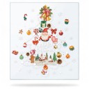 Weihnachtliche Fensteraufkleber Wiederverwendbare Weihnachtsbaum mit Santa-Ornamenten und verschneitem Dorf Aufschrift Frohe Weihnachten 5