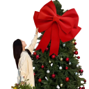 Weihnachts Schleife 75 x 100 cm Große Samt Dekoration für die Baumspitze und die Haustür Luxuriöse Weihnachtsdekoration für das Interieur 7