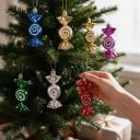 Weihnachtsbaumdekoration Bonbons Set 6 Stück 9,5 x 4 cm Glänzend mit glitzernder Spirale Mit Aufhänger Weihnachtsdekoration 3
