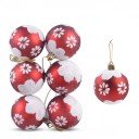 Weihnachtsbaumdekoration Runde Kugeln Set 6 Stück Durchmesser 6 cm Mit weihnachtlichem Muster Mit Schnur Dekoration für Weihnachten 20