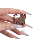 Weihnachtsbrosche 2–3 cm 4 Stk Lebkuchenmotiven Festliches Motiv Lebkuchen Katze Schleife Häuschen Zinklegierung 3