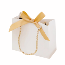 Weiße Papiertasche mit buntem Geschenkband 10,5x8,3x7,2 cm mit Kordelgriff stabiler Form zum Verpacken von Geschenken und Kleinigkeiten 3
