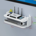 Weiße Wandregal 2-stufig 40 x 20 x 15 cm Mit Haken ohne Bohren Belüftungsöffnungen Praktisches Regal für Küche, Bad und Büro 2