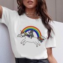 Weißes Damen-T-Shirt mit Tiermotiv 7