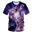 Weltraum-T-Shirt für Damen mit einer Katze 3