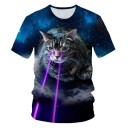 Weltraum-T-Shirt für Damen mit einer Katze 9