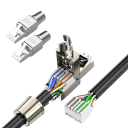 Werkzeugloser RJ45 Stecker CAT7 geschirmt für 23–24AWG metallisch silber wiederverwendbar Ethernet Kabelabschluss 3