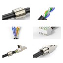 Werkzeugloser RJ45 Stecker CAT7 geschirmt für 23–24AWG metallisch silber wiederverwendbar Ethernet Kabelabschluss 4