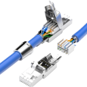 Werkzeugloser RJ45 Stecker CAT7 geschirmt für 23–24AWG metallisch silber wiederverwendbar Ethernet Kabelabschluss 5