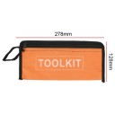 Werkzeugtasche textil 27,8 x 12,8 cm Große Werkzeugtasche mit stabilem Reißverschluss Robuste Tasche zur Aufbewahrung von Werkzeugen Orange-Schwarz 4