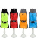Weste für Hunde ohne Ärmel mit hohem Kragen und Gurt mit Schnalle am Bauch Zugband am Hals Zweifarbiges Design Polyester 7