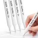 White Acrylic Markers Set of 5 Permanent Marker with Round Tip for Black Paper, Plastic, Stone, Metal, and Tyres for Artists and Beginners 4