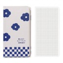 White Diary 192 x 95 mm Decorated with Blue Flowers and a Blue and White Checkerboard with Grid Pages for Note Taking and Time Overview 2