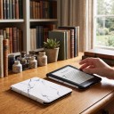 White Flip Case for 6-Inch Kindle 10th Generation 2019 with Marble Pattern and Grey Veining, with Hand Strap and Screen Protector 2