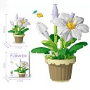 White Lily Flower Puzzle in Brown Pot 10 × 7 cm Plastic Building Block Decoration 2