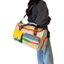 White Oxford Sports Bag with Coloured Pockets 42x27x24 cm Bag with Shoulder Strap and Hand Grips Separate Shoe Compartment 6