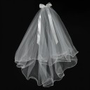 White Tulle Wedding Veil with Bow Elegant Veil for Hen Party Bridal Party Hair Accessory 2