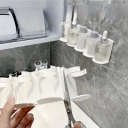 White Wall Cosmetic Organiser 23.5 x 7 cm 5-Piece Set Plastic Holder for Make-Up and Accessories Storage Stand for Bathroom 2