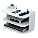 White Wall-Mounted 3-Tier Shelf 30 x 20 x 24 cm With Hooks Without Drilling Multi-Level Storage Shelf for Bathroom, Kitchen or Office 1