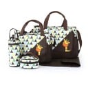 Wickeltasche für Mütter 5-teiliges Set mit Flaschenhülle und Wickelunterlage Große und mittlere Tasche aus Polyester Für Reisen mit dem Baby 2