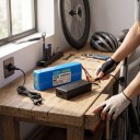 Wiederaufladbarer Lithium-Ionen-Akku für Elektroroller LIDIKALA 36 V 10S2P mit Ladegerät 42 V 2 A XT30- und JST-Anschlüsse 186 x 66 x 38 mm Blau 4