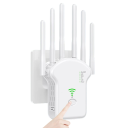 WiFi-router og signalforstærker 2,4 GHz 300 Mb/s trådløs repeater med AP- og routertilstand hvid til udvidelse af dækningen af det hjemlige WiFi-netværk 2